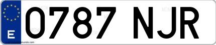 Ejemplo de matrícula española 0787 NJR
