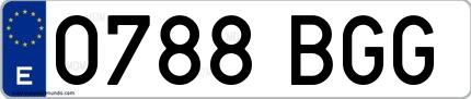 Ejemplo de matrícula española 0788 BGG
