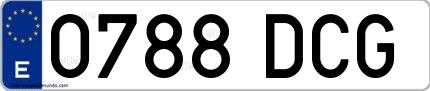 Ejemplo de matrícula española 0788 DCG
