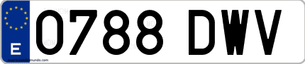 Ejemplo de matrícula de coche ordinaria 0788 DWV