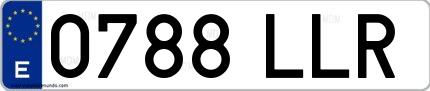Ejemplo de matrícula española 0788 LLR