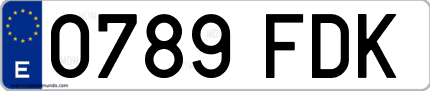 Ejemplo de matrícula de coche ordinaria 0789 FDK