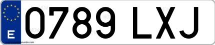 Ejemplo de matrícula española 0789 LXJ