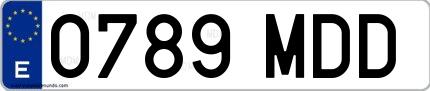 Ejemplo de matrícula española 0789 MDD
