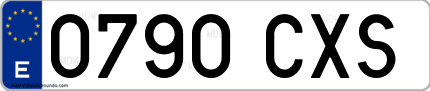 Ejemplo de matrícula de coche ordinaria 0790 CXS