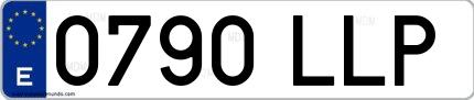 Ejemplo de matrícula española 0790 LLP