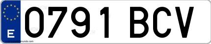 Ejemplo de matrícula española 0791 BCV