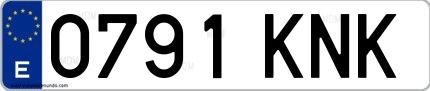 Ejemplo de matrícula española 0791 KNK