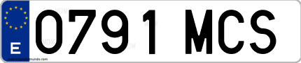 Ejemplo de matrícula de coche ordinaria 0791 MCS