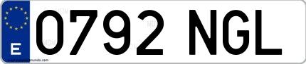Ejemplo de matrícula española 0792 NGL
