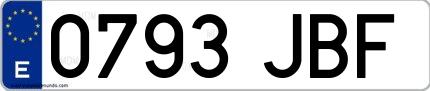 Ejemplo de matrícula española 0793 JBF