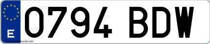 Ejemplo de matrícula española 0794 BDW
