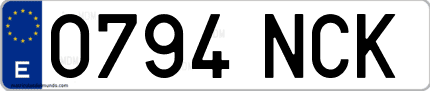 Ejemplo de matrícula de coche ordinaria 0794 NCK