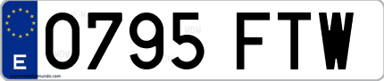 Ejemplo de matrícula de coche ordinaria 0795 FTW