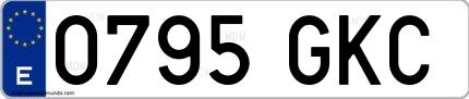 Ejemplo de matrícula española 0795 GKC