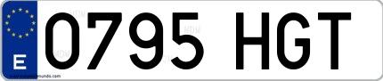 Ejemplo de matrícula española 0795 HGT
