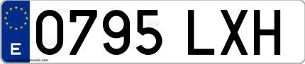 Ejemplo de matrícula española 0795 LXH