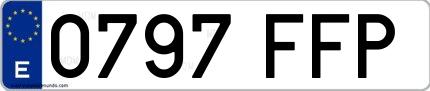 Ejemplo de matrícula española 0797 FFP