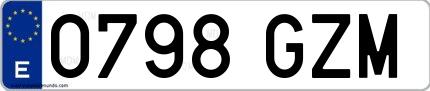 Ejemplo de matrícula española 0798 GZM