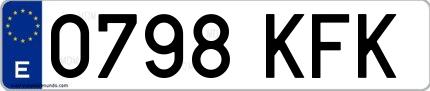 Ejemplo de matrícula española 0798 KFK