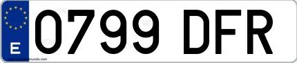 Ejemplo de matrícula española 0799 DFR