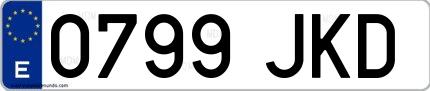 Ejemplo de matrícula española 0799 JKD