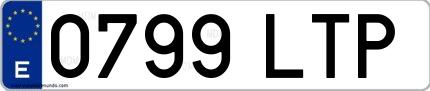 Ejemplo de matrícula española 0799 LTP