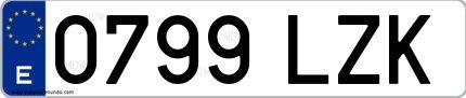 Ejemplo de matrícula española 0799 LZK