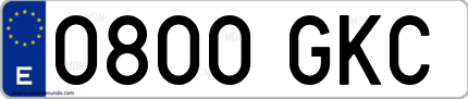 Ejemplo de matrícula de coche ordinaria 0800 GKC