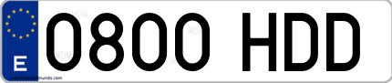 Ejemplo de matrícula de coche ordinaria 0800 HDD