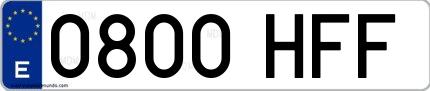 Ejemplo de matrícula española 0800 HFF