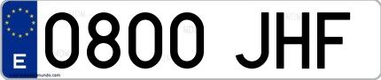 Ejemplo de matrícula española 0800 JHF