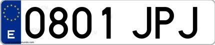 Ejemplo de matrícula española 0801 JPJ