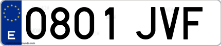 Ejemplo de matrícula de coche ordinaria 0801 JVF