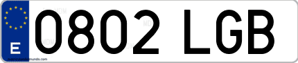 Ejemplo de matrícula de coche ordinaria 0802 LGB