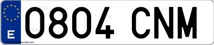 Ejemplo de matrícula española 0804 CNM