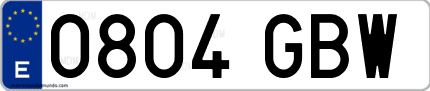 Ejemplo de matrícula de coche ordinaria 0804 GBW