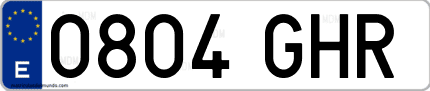 Ejemplo de matrícula de coche ordinaria 0804 GHR