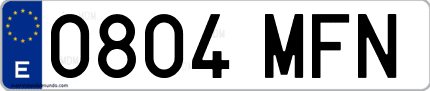 Ejemplo de matrícula de coche ordinaria 0804 MFN