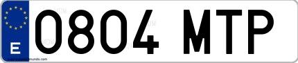 Ejemplo de matrícula española 0804 MTP
