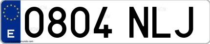 Ejemplo de matrícula española 0804 NLJ