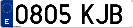 Ejemplo de matrícula de coche ordinaria 0805 KJB