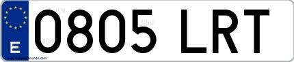 Ejemplo de matrícula española 0805 LRT