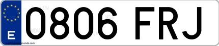 Ejemplo de matrícula española 0806 FRJ