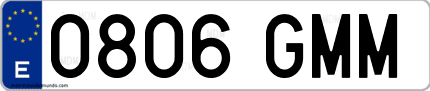 Ejemplo de matrícula de coche ordinaria 0806 GMM