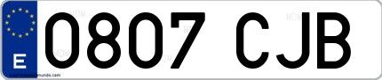 Ejemplo de matrícula española 0807 CJB