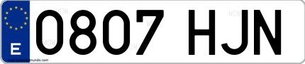 Ejemplo de matrícula española 0807 HJN