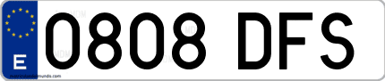 Ejemplo de matrícula de coche ordinaria 0808 DFS