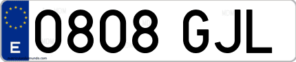 Ejemplo de matrícula de coche ordinaria 0808 GJL