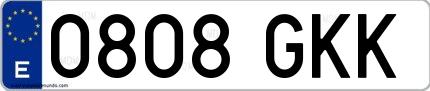 Ejemplo de matrícula española 0808 GKK